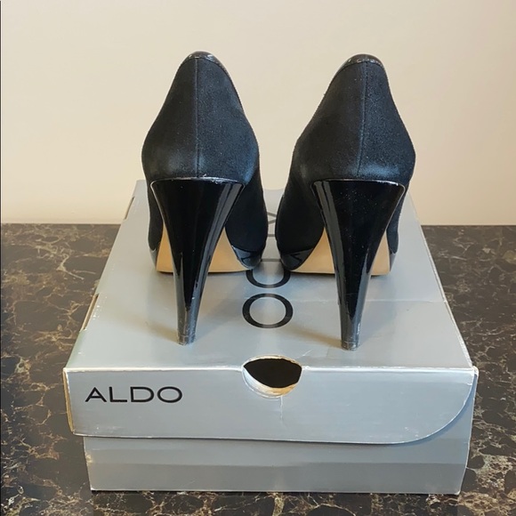 Black Suede Peep Toe shoes Size 38 - Picture 4 of 7